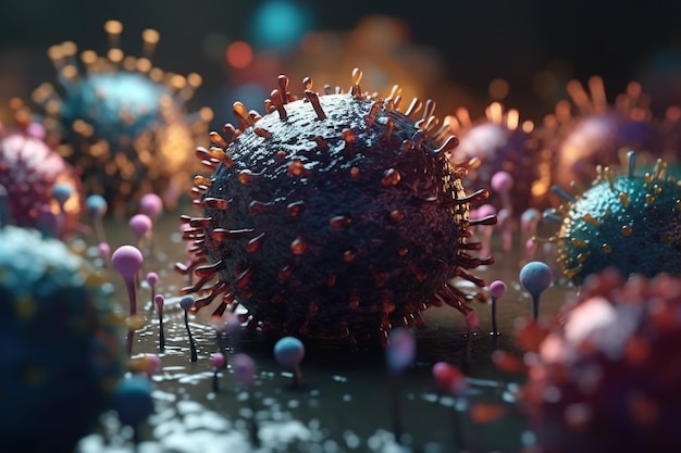 Wirus niekomórkowy czynnik zakaźny bakterie odpowiedzialna grypa niebezpieczna grypa szczep pandemia Mikroskop choroba wirusowa korony Wirusy w zakażonym organizmie epidemia choroby wirusowej