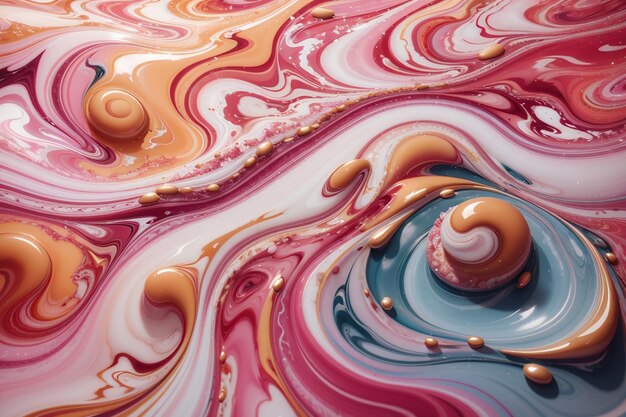 Zdjęcie wiry marmuru lub fali agatu tekstura płynnego marmuru z różowymi kolorami abstrakcyjne malarstwo tło dla tapet plakatów kart zaproszeń stron internetowych fluid art