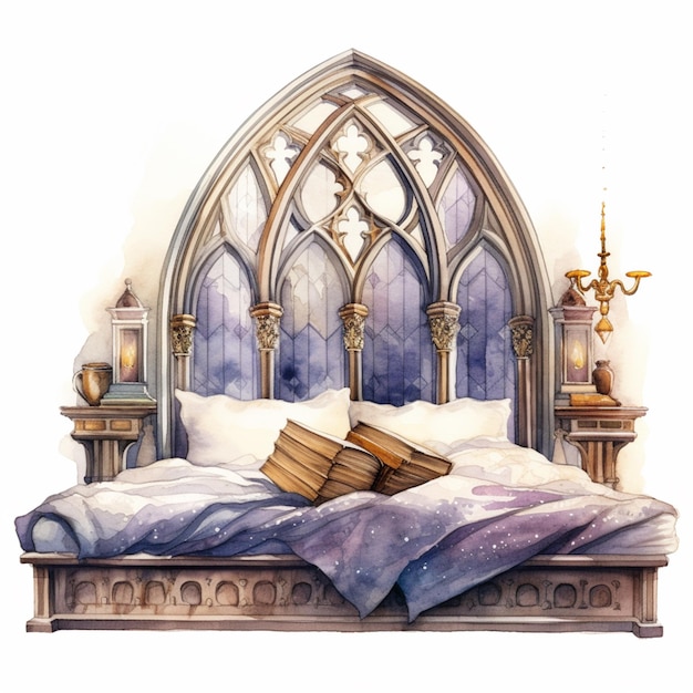 wisi obraz przedstawiający łóżko, na którym leży książka. Generatywna ai