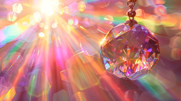 Wisiące kryształy w promieniach słońca