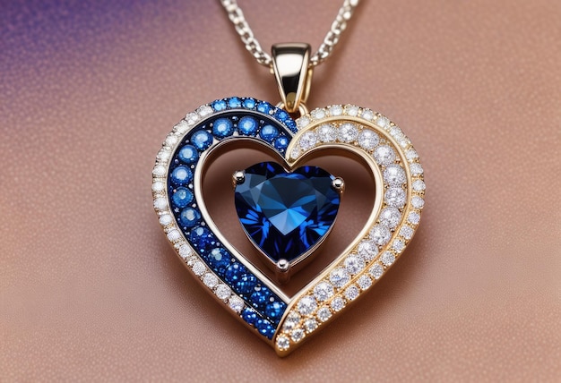 Wisiorek w kształcie serca ozdobiony diamentami elegancko wykonanymi jako symbol miłości i uczuć
