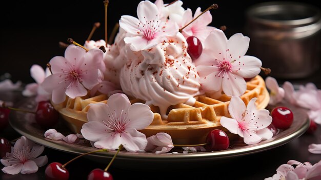 wiśnia_blossom_ice_cream_waffle_pink_flowers_floral