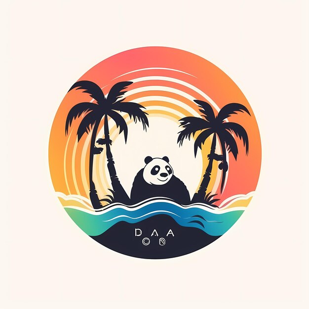 witaj letnia panda koncepcja w projekcie logo plaży