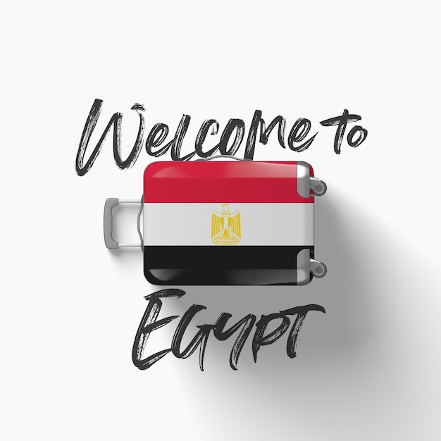 Witamy W Egipcie Flagi Narodowej Na Walizce Podróżnej D Render