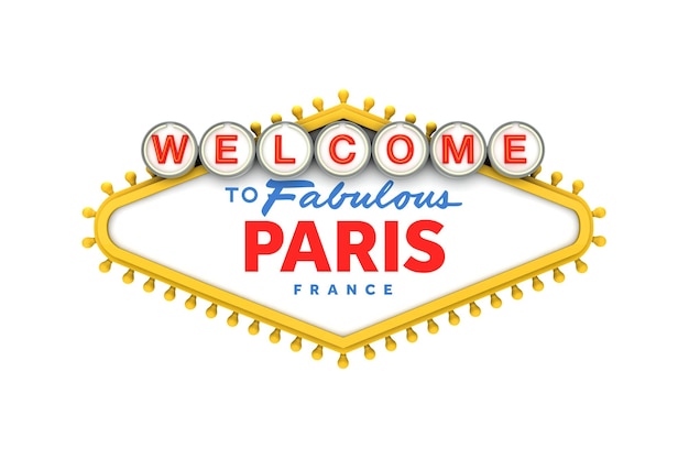 Witamy w Paryżu we Francji zaloguj się w klasycznym stylu Las Vegas Renderowanie 3D