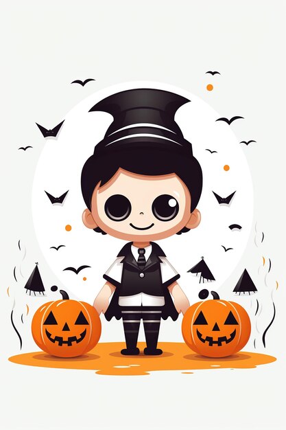 Witch Haunted House Dębki nietoperze Halloween Holiday Design Przerażająca głowa dyni Generative Ai