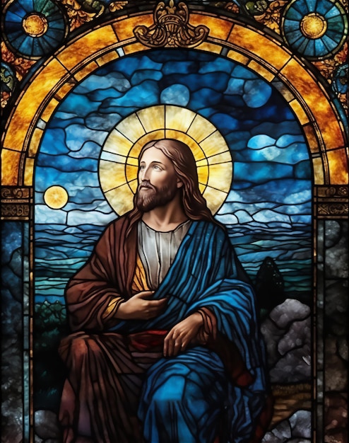 Witraż z ilustracją Jezusa