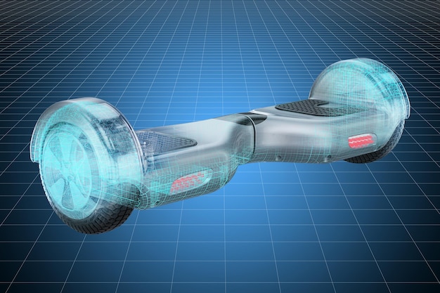 Wizualizacja 3D CAD modelu skuterów samowsprawnych hoverboard 3D rendering