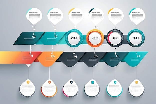 Wizualizacja danych biznesowych Linia czasowa ikony infograficzne zaprojektowane dla abstrakcyjnego szablonu tła element milowy nowoczesny diagram technologii procesów marketing cyfrowy