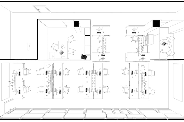 wizualizacja konturów biurowych szkic ilustracji 3D kontur