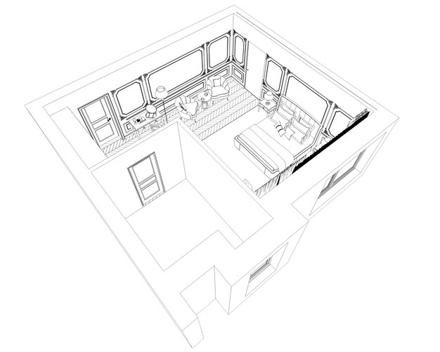 Wizualizacja Konturu Wnętrza, Ilustracja 3d, Szkic, Zarys