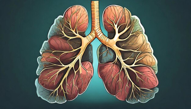 Zdjęcie wizualizacja ludzkiego układu oddechowego w 3d generatywna sztuczna inteligencja