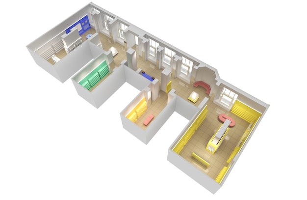 wizualizacja wnętrza centrum handlowego ilustracja 3D