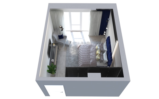 wizualizacja wnętrza sypialni ilustracja 3D render cg