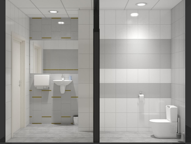 wizualizacja wnętrza toalety ilustracja 3D