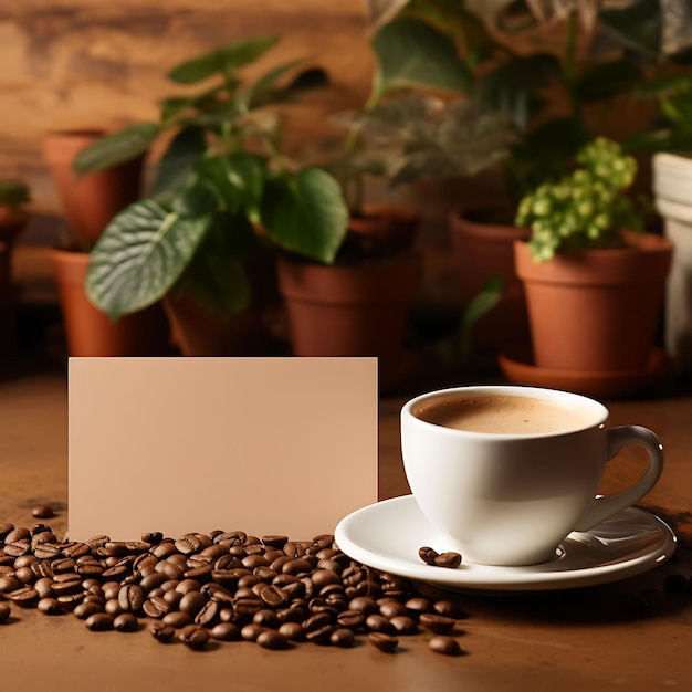 Zdjęcie wizytówka do kawiarni ciepły brązowy kolor teksturowany kraft pa koncepcja pomysłów karta czysta pusta