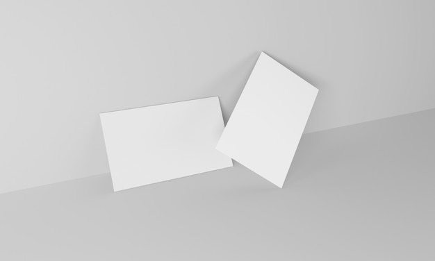 Wizytówka na białym tle z boku. Projekt makiety. renderowania 3D.