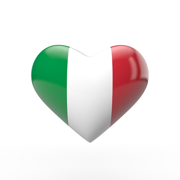 Włochy flaga serca renderowania 3D