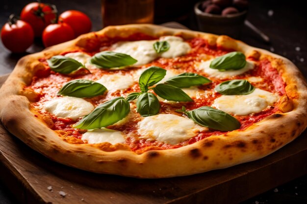 Włoska pizza Margherita Świeżo domowej roboty z Buffalo Mozzarella i Basil Generative AI
