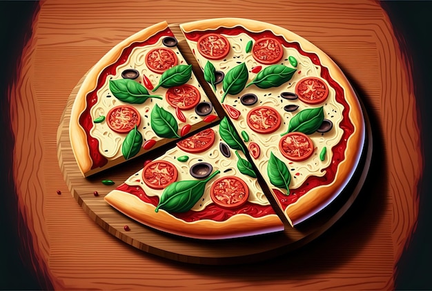Włoska pizza na drewnianym stole, za którą można umrzeć