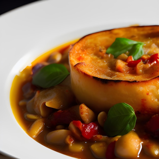 Włoska ribollita tradycyjna toskańska zupa smaczne jedzenie zdjęcie tapety zdjęcia