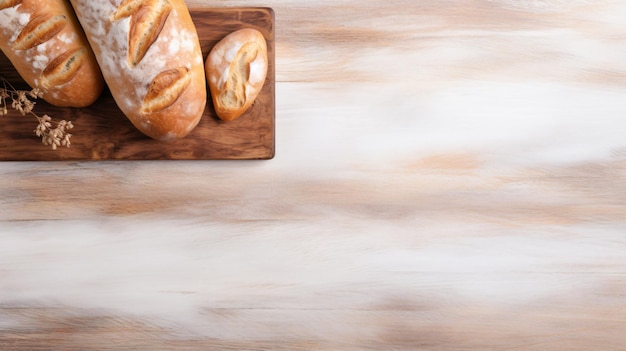 Włoski chleb ciabatta na drewnianej desce Z góry