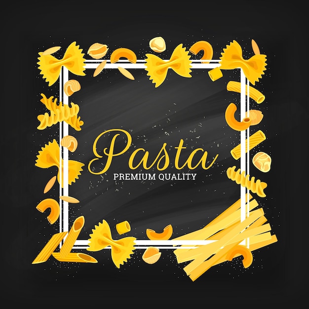 Włoski makaron wektor rama menu kreskówka plakat