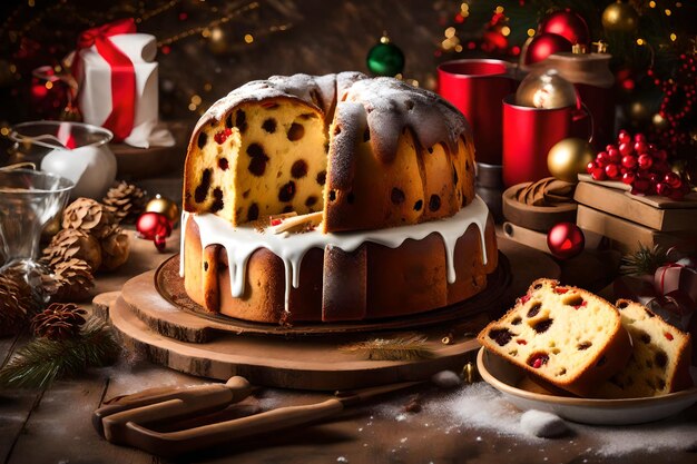 Włoski tort o nazwie panettone typowy tort świąteczny