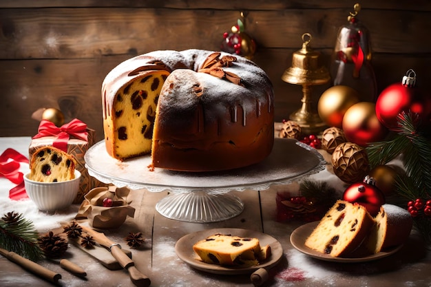 Włoski tort o nazwie panettone typowy tort świąteczny