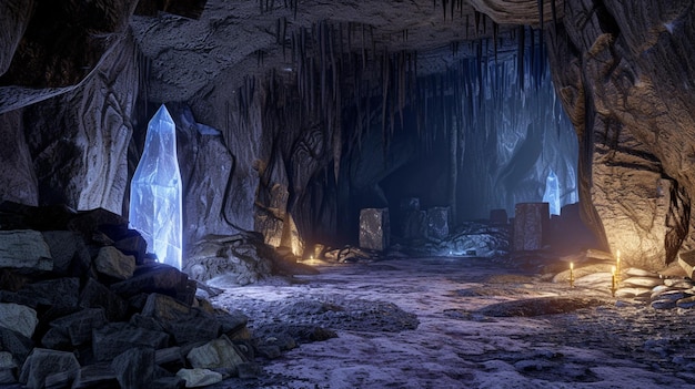 Wnętrze Crystal Cave Throne Room Generative Ai