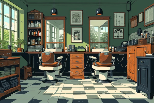 Wnętrze eleganckiej fryzjerki Ilustracja