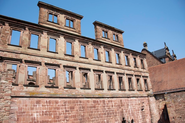 Wnętrze i wystrój zamku w Heidelbergu i po niemiecku Heidelberger Schloss to ruina i symbol Heidelbergu w Badenii-Wirtembergii Niemcy Niemcy i podróżnicy podróżujący