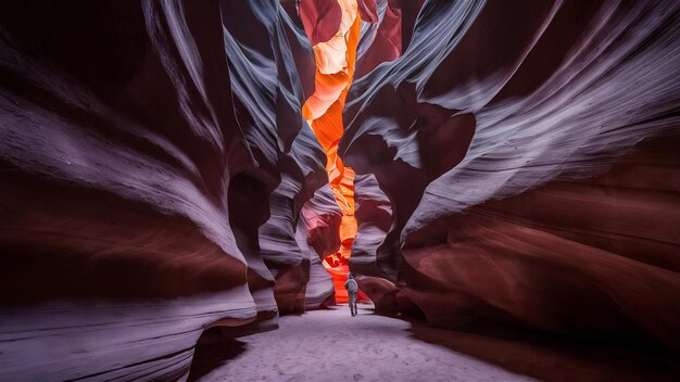 Wnętrze jaskini z wspaniałymi teksturami w Antelope Canyon w Stanach Zjednoczonych