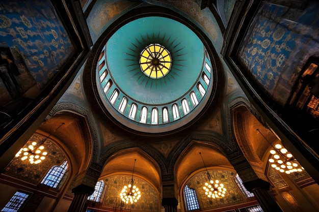 Wnętrze kościoła z islamskim tłem kopuły