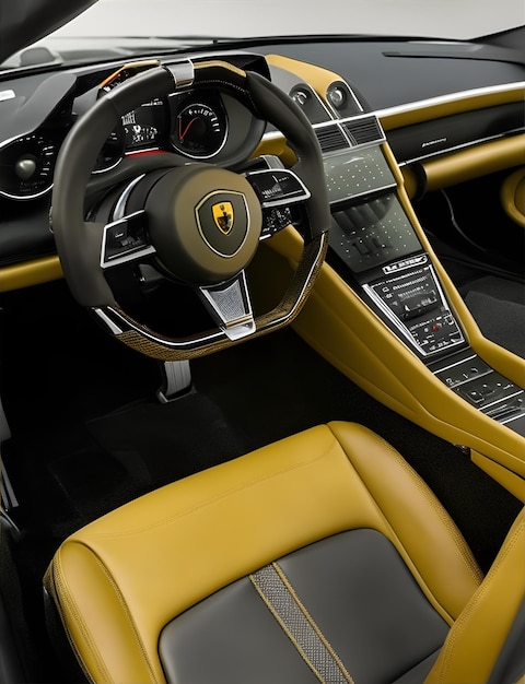 Wnętrze Lamborghini z całą konsolą