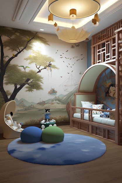 Zdjęcie wnętrze pokoju dla dzieci w stylu orientalnym