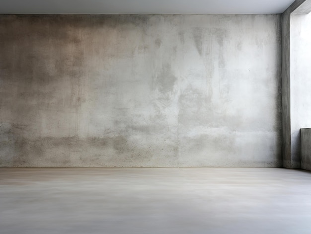 Wnętrze pustego pokoju z betonowymi ścianami w stylu loftu Teksturowane tło Generative ai