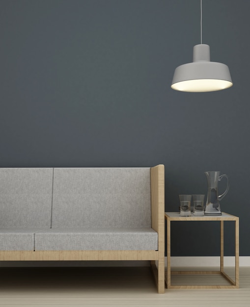 Wnętrze wnętrza 3D living minimalistyczna przestrzeń