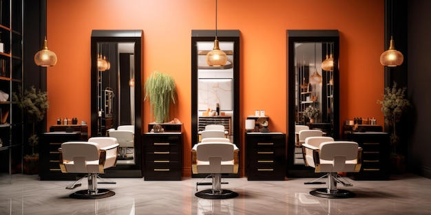 wnętrze współczesnego salonu fryzjerskiego generatywnego AI
