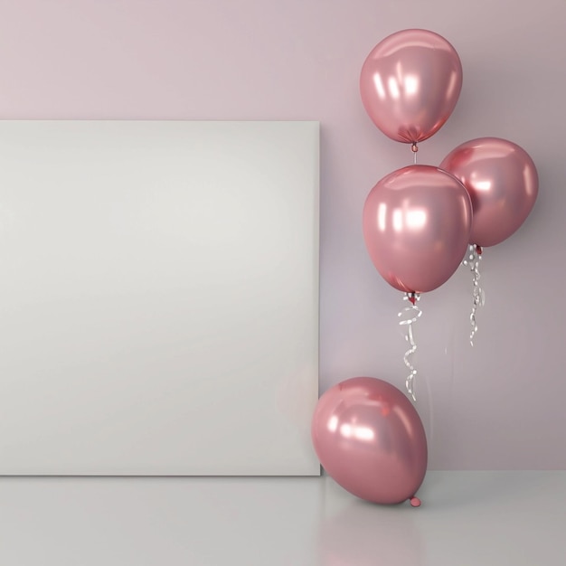 Zdjęcie wnętrze z balonami realistyczne błyszczące obiekty 3d na przyjęcie urodzinowe lub plakat promocyjny