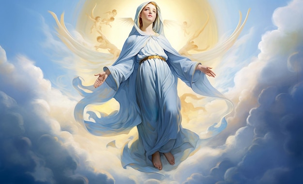 Wniebowzięcie Najświętszej Marii Panny w niebie generatywne ai