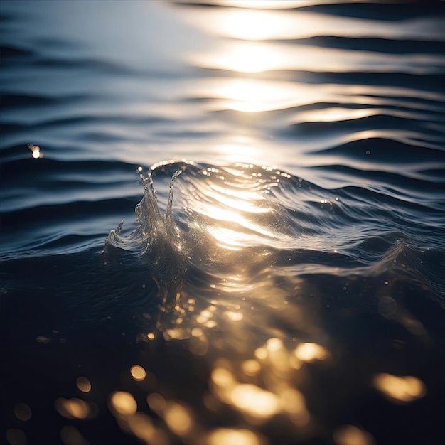 Woda rozpryskuje się z błyszczącym, ostrymi, promieniującymi odbiciami, słońce błyszczy.