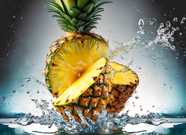 woda z naciętymi ananasami izolowane zdjęcia żywności