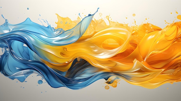 Wodny element fali rozpryskujący niebieski i żółty