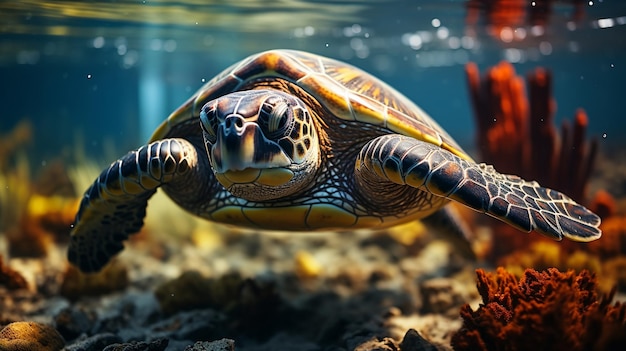 wodny żółw HD 8K tapeta Obraz fotograficzny