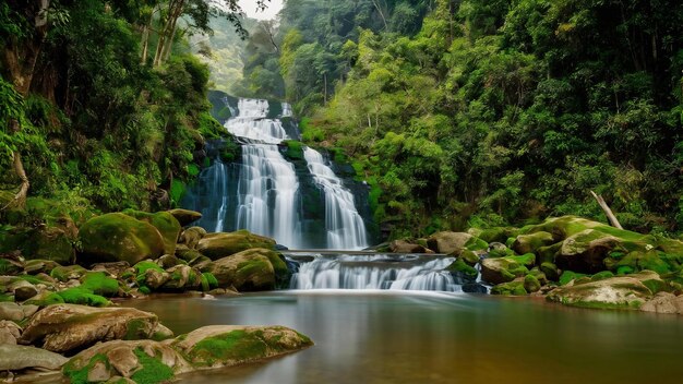 Wodospad Huai mae Khamin Khuean Srinagarindra Park Narodowy Kanchanaburi Tajlandia