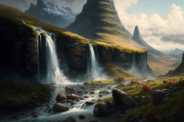Wodospad w górach
