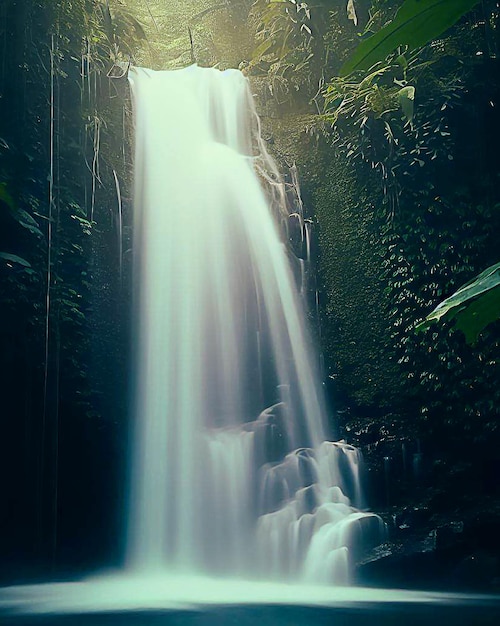 wodospad w tropikalnej dżungli