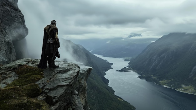 Wojownik Król Filmowa scena wikingów przedstawiająca epicką bitwę i przygodę w mitologii nordyckiej