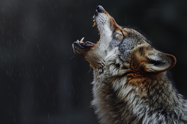 Zdjęcie wojt wilka odizolowany na czarnym tle